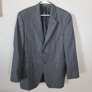 Lauren Ralph Lauren Mens Wool Blazer Sport Coat Size 40R Gray Glen Check Plaid